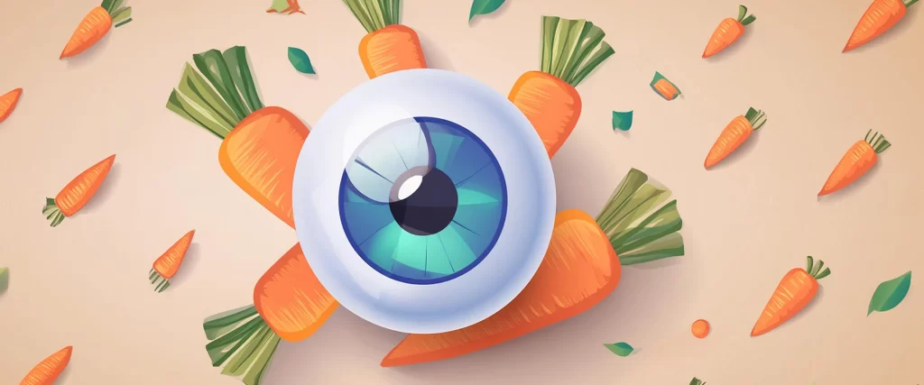 Eye with carrots background - improve your vision