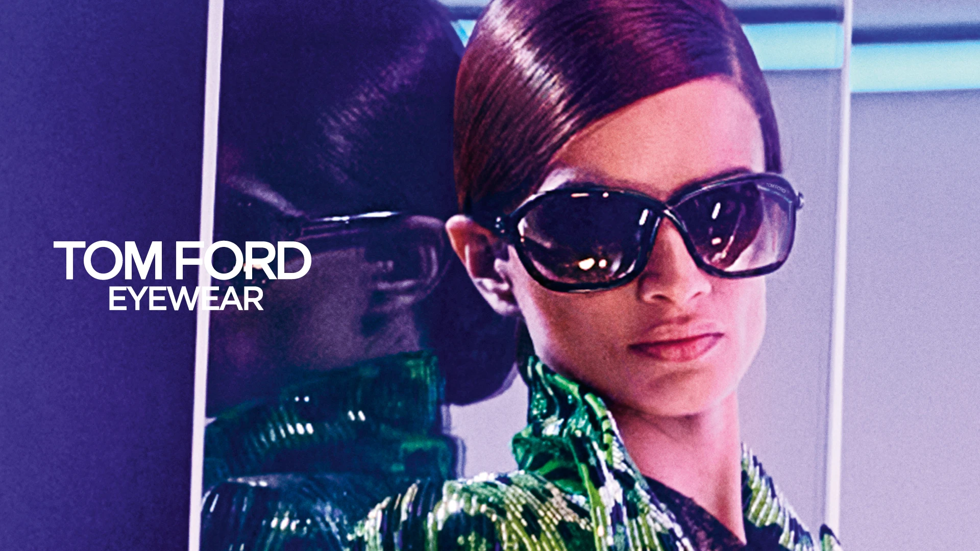A model wearing Tom Ford sunglasses