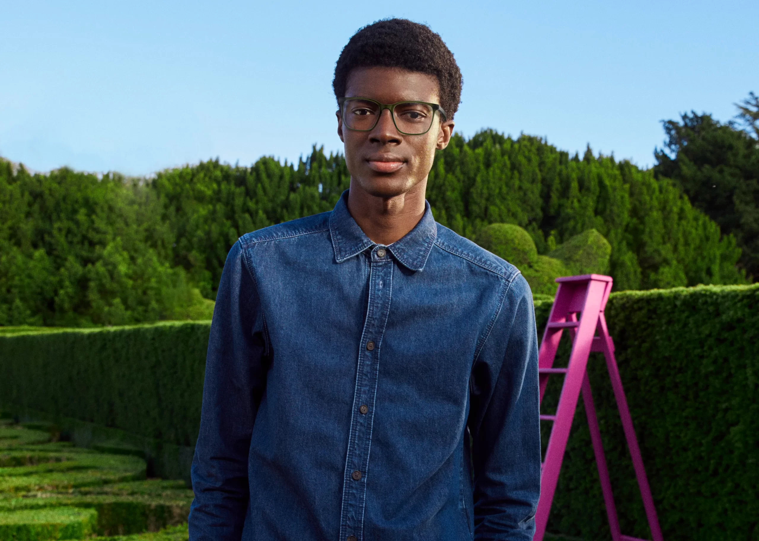 A model wearing Ted Baker eyeglasses