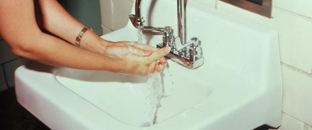 Washing of hands before putting in contact lenses