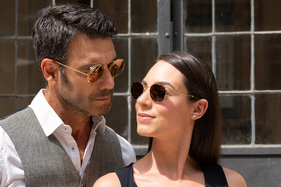 two models wearing savile row eyewear