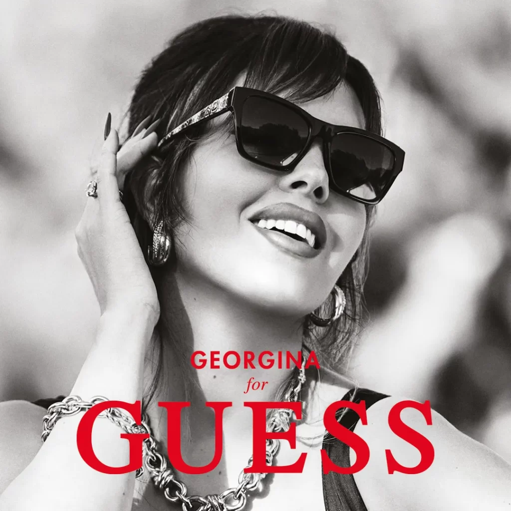 georgina wearing guess sunglasses