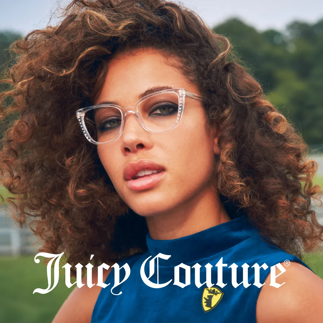 woman wearing clear juicy couture eyewear