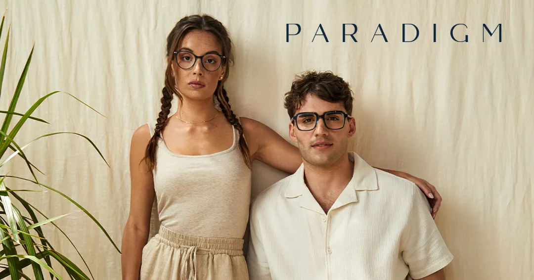 paradigm-3 two models wearing paradigm eyeglasses