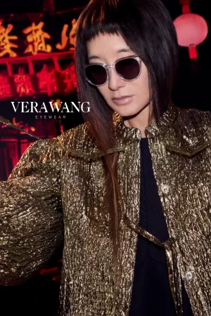 model wearing vera wang eyewear