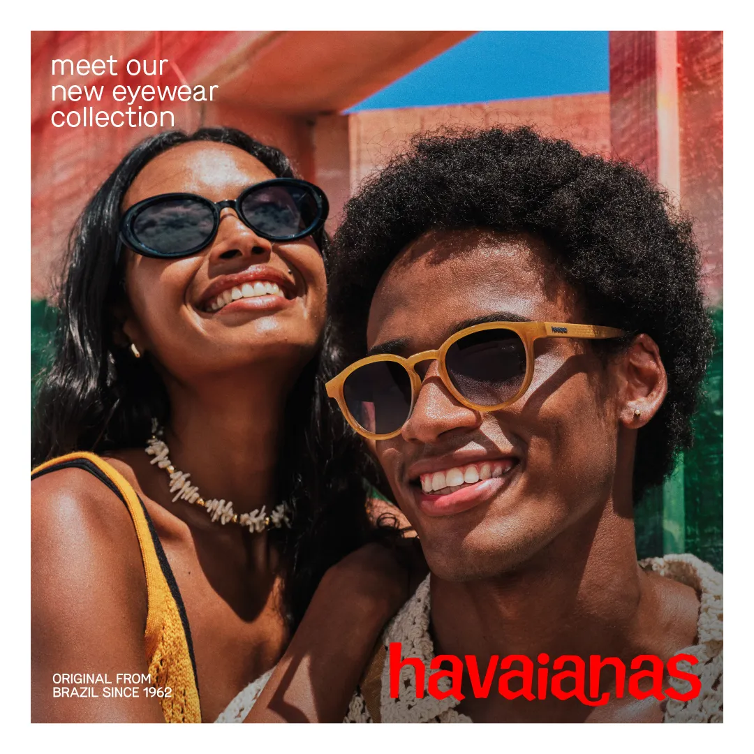 smiling man and woman wearing havaianas sunglasses