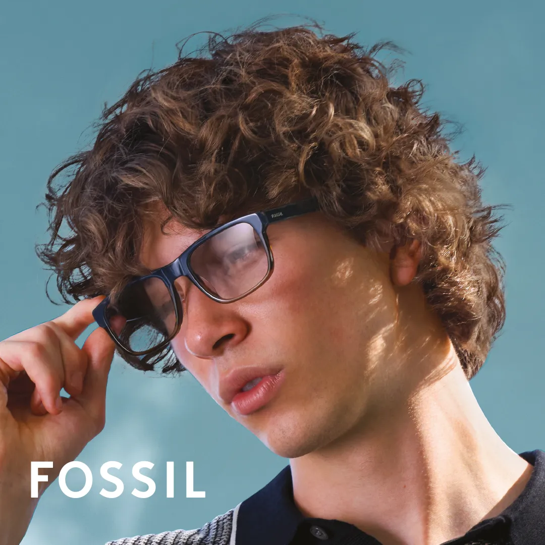 man wearing fossil eyeglasses