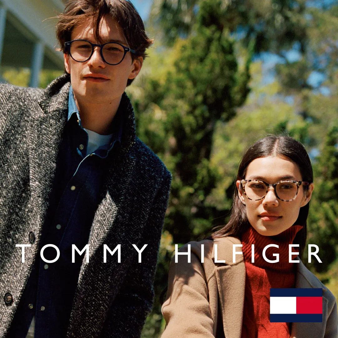 two models wearing tommy hilfiger eyewear