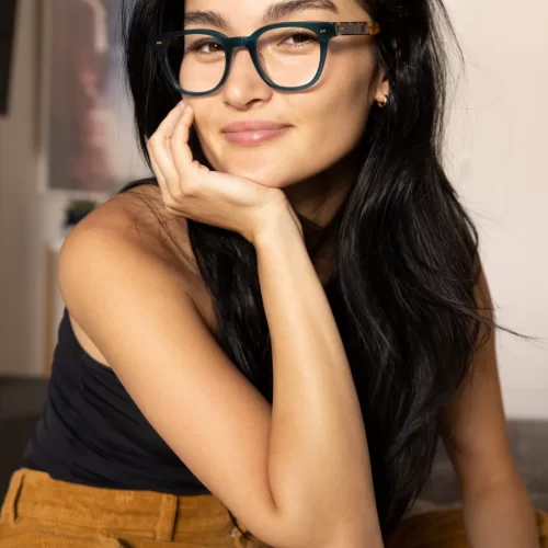 woman wearing toms eyewear