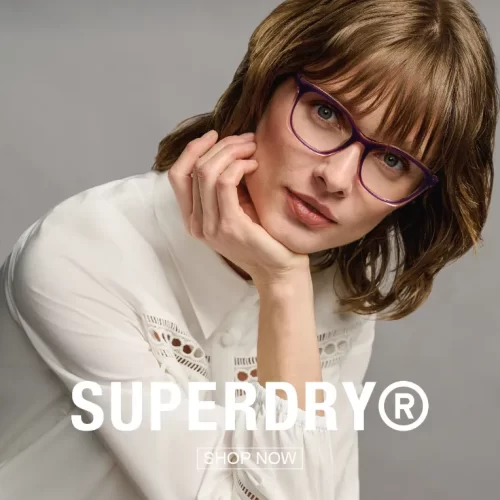 a model wearing superdry eyeglasses