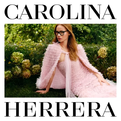 woman wearing carolina herrera eyeglasses